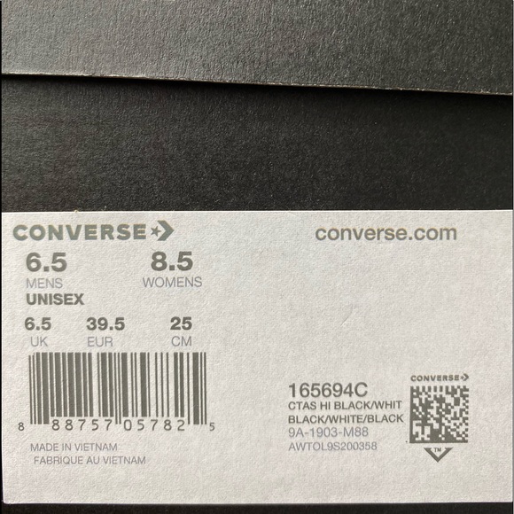 Converse Ctas HI Big Logo Black Women’s Sneakers - Picture 10 of 12